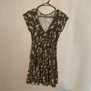 No Boundaries Olive Floral Mini Dress